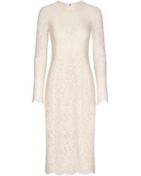 Dolce & Gabbana - Robe à manches longues en dentelle extensible - Lyst