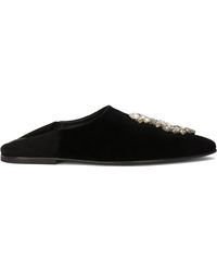 Dolce & Gabbana - Slippers aus Samt mit Broschenverzierung - Lyst