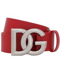 Dolce & Gabbana Ceinture en cuir de qualité supérieure avec boucle à logo DG Crossover - Rouge