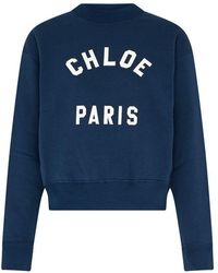 Chloé - Sweatshirt Mit Stehkragen Aus Baumwolle Mit Logo - Lyst