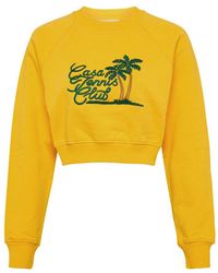 Casablancabrand - Casa Tennis Club Embroidered Cropped Sweatshirt - Lyst