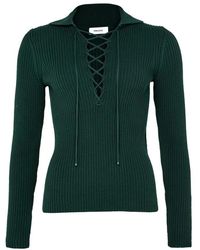 Ferragamo - Long Sleeves Cotton Ribbed Polo - Lyst