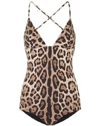Dolce & Gabbana - Leopard-Print One-Piece Swimsuit - Lyst