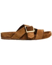 Loewe - Slides Ease Aus Kalbsveloursleder Mit Schnalle - Lyst