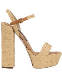 Dolce & Gabbana - Woven Raffia Platform Sandals - Lyst