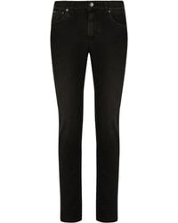 Dolce & Gabbana - Stretch-Jeans aus grauem Washed-Denim in Slim Fit - Lyst