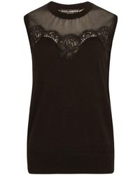 Dolce & Gabbana - Cashmere And Silk Sweater With Lace - Lyst