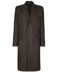 Dolce & Gabbana - Single-breasted Coat In Herringbone Alpaca Wool - Lyst