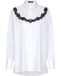 Dolce & Gabbana - Oversize-Hemd aus Popeline mit Spitzeneinsätzen - Lyst