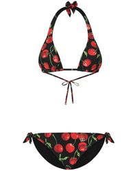Dolce & Gabbana - Cherry-print Triangle Bikini - Lyst