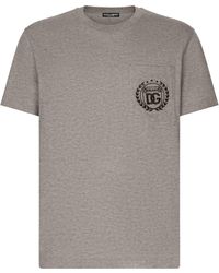 Dolce & Gabbana - T-shirt en coton avec logo brodé - Lyst