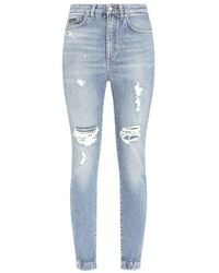 Dolce & Gabbana - Stretch Denim Audrey Jeans With Rips - Lyst
