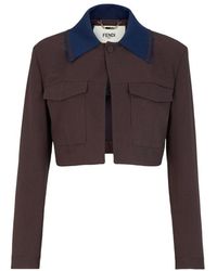 Fendi - Boxy-Fit Jacket With Shirt Collar - Lyst