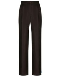 Dolce & Gabbana - Tailored Silk Pants With Darts - Lyst