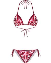 Dolce & Gabbana - Triangel-Bikini Majolika-Print - Lyst