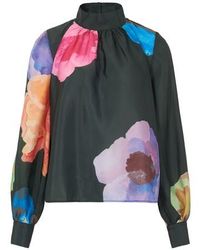 Stine Goya Jacquard Peplum Blouse in Pink - Lyst