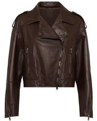 Brunello Cucinelli - Nappa Leather Biker Jacket - Lyst