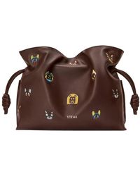 Loewe - Flamenco Clutch Moyen Cats En Cuir De Veau - Lyst