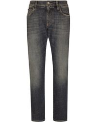 Dolce & Gabbana - Stretch-Jeans aus hellblauem Washed-Denim in Slim Fit - Lyst