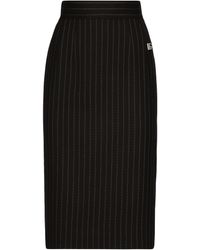 Dolce & Gabbana - Short straight-cut pinstripe wool skirt - Lyst