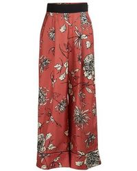 Moncler Pantalon en soie imprimé - Rouge