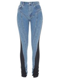 Mugler - Geschlitzte Bi-Material-Jeans mit Spirale - Lyst