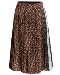 Burberry Monogram Stripe Pleated Skirt - Brown