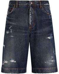 Dolce & Gabbana - Short en jean bleu avec abrasions - Lyst