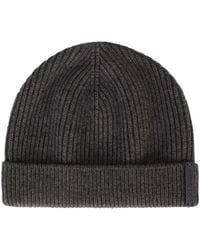 Dolce & Gabbana - Knit Wool Hat With Leather Logo - Lyst