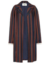 Fendi - Midi Overcoat With Lapel Collar - Lyst