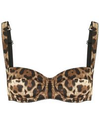 Dolce & Gabbana - Leopard-print Satin Balconette Bra - Lyst