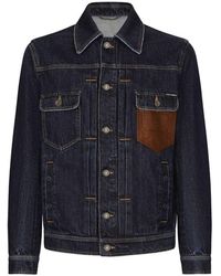 Dolce & Gabbana - Denim Jacket With Leather Tag - Lyst