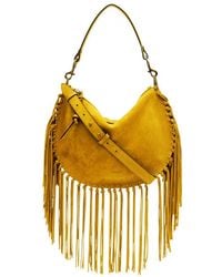 Isabel Marant - Sac En Cuir Velours À Franges Oskan Hobo Soft Zip - Lyst