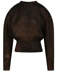 Rochas - Lame' Crewneck With Puff Sleeves - Lyst
