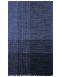 Brunello Cucinelli - Striped Silk And Linen Herringbone Patterned Scarf - Lyst