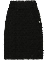Dolce & Gabbana - Rush-stitch Skirt With Side Slit - Lyst