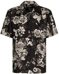 Dolce & Gabbana - Floral Print Silk Hawaiian Shirt - Lyst