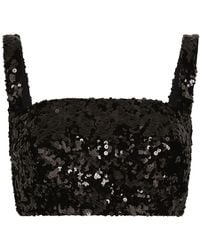 Dolce & Gabbana - Sequined Crop Top With Straps - Lyst