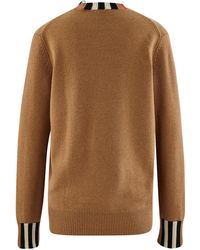 Burberry Eyre Check Detail Cashmere Sweater - Natural