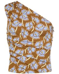 Versace - Stretch-Top Aus Crêpe-Jersey Mit Mohnblumen Im Allover-Print - Lyst