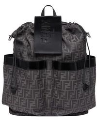 Fendi Drawstring Backpack - Black