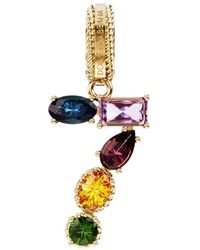Dolce & Gabbana - 18 Kt Yellow Gold Rainbow Pendant With Multicolor Finegemstones Representing Number 7 - Lyst