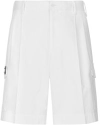 Dolce & Gabbana - Cotton Gabardine Cargo Bermuda Shorts With Logo Plaque - Lyst