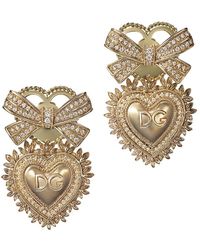 Dolce & Gabbana - Devotion Earrings In Yellow Gold With Diamonds - Lyst