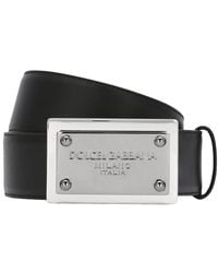 Dolce & Gabbana - Calfskin Belt With Branded Tag - Lyst