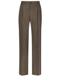 Dolce & Gabbana - Flannel Straight-leg Pants - Lyst