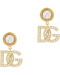 Dolce & Gabbana - Boucles d'oreilles avec strass et logo DG - Lyst