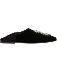 Dolce & Gabbana - Velvet Slippers With Brooch Embellishment - Lyst