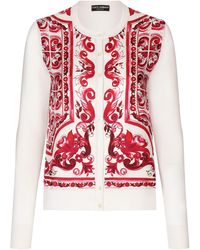 Dolce & Gabbana - Cardigan aus Seide und Twill mit Majolika-Print - Lyst