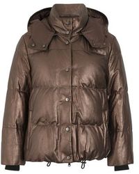 Brunello Cucinelli Doudoune en daim - Marron